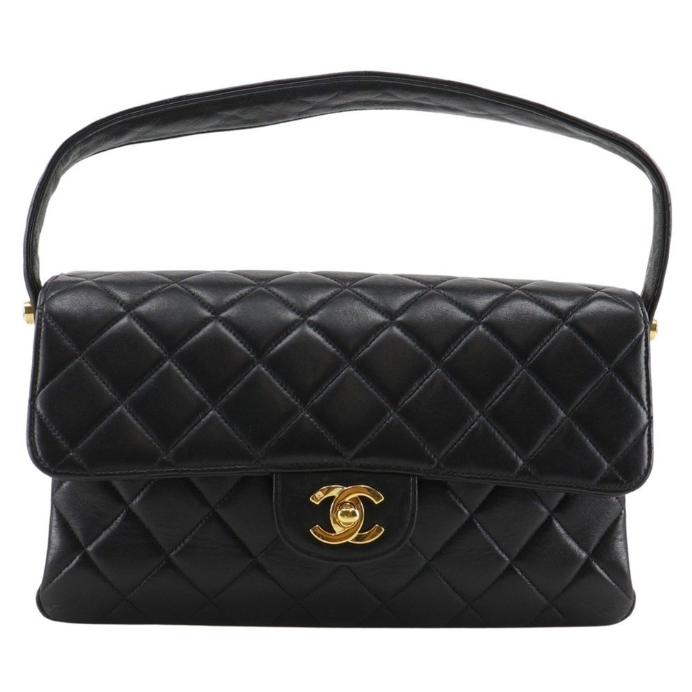 CHANEL Double-Face Handbag, Matelasse Lambskin, Black, Turnlock, Women's, - Picture 1 of 10